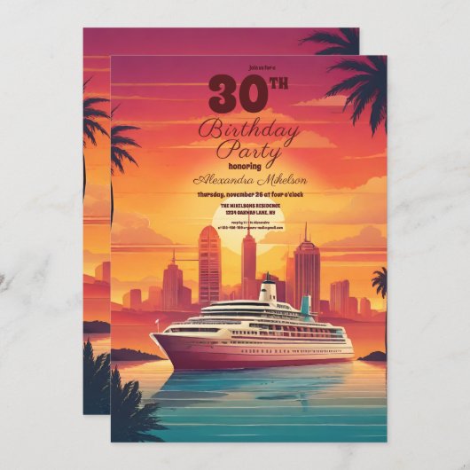 Tropische cruise scheepsbestemming Verjaardagsfees Kaart (Voorkant / Achterkant)