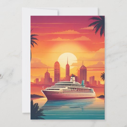 Tropische cruiseschip bestemming bruiloft kaart (Achterkant)