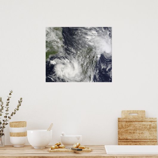 Tropische cycloonen Eric en Fanele Poster (Keuken)