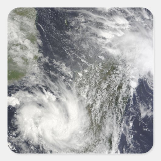 Tropische cycloonen Eric en Fanele Vierkante Sticker (Voorkant)