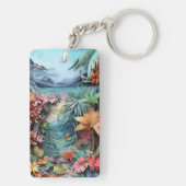 Tropische £ d stijl collage sleutelhanger (achterkant)