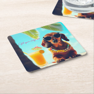 Tropische Dachshund Party Drink Coasters Kartonnen Onderzetters
