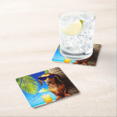 Tropische Dachshund Party Drink Coasters Kartonnen Onderzetters (Insitu)