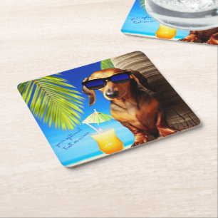 Tropische Dachshund Party Drink Coasters Kartonnen Onderzetters
