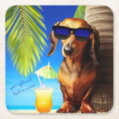 Tropische Dachshund Party Drink Coasters Kartonnen Onderzetters (Voorkant)