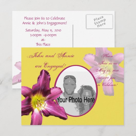 tropische daglelie uitnodiging briefkaart (Voorkant / Achterkant)