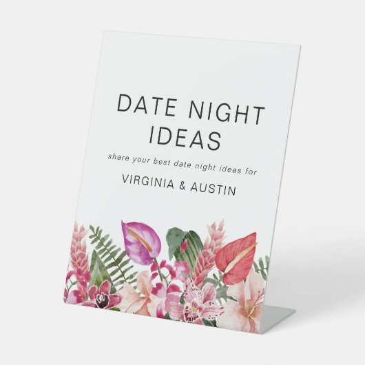 Tropische datum nachtteken reclamebord met voetstuk (Voorkant)