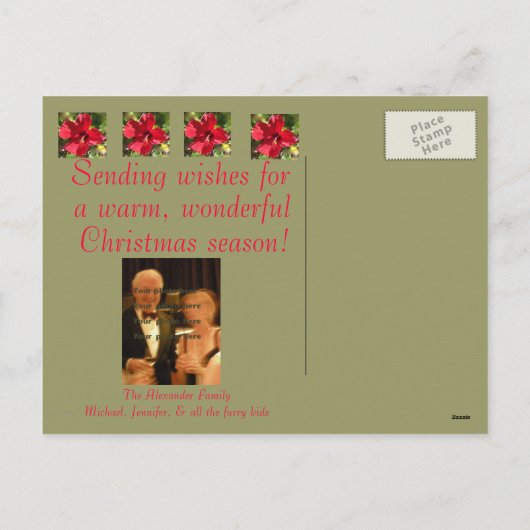 Tropische de fotokaart van Kerstmis van de Bloem Feestdagenkaart (Achterkant)