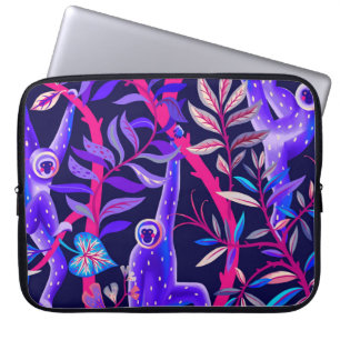 Tropische dieren: blauwe apen patroon. laptop sleeve