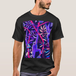 Tropische dieren: blauwe apen patroon. t-shirt