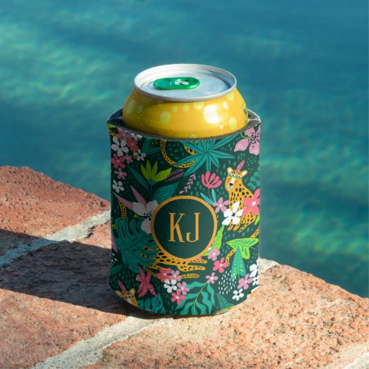 Tropische dieren en bladpatroon blikjeskoeler (Insitu Zwembad)