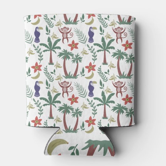 Tropische dieren naadloze patroonara's en aap blikjeskoeler (Achterkant)