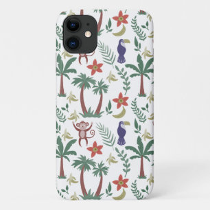 Tropische dieren naadloze patroonara's en aap Case-Mate iPhone case