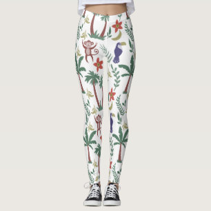 Tropische dieren naadloze patroonara's en aap leggings