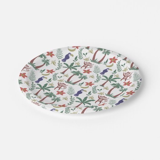 Tropische dieren naadloze patroonara's en aap papieren bordje (Gekanteld)