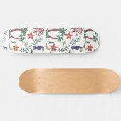 Tropische dieren naadloze patroonara's en aap persoonlijk skateboard (Horizontaal)