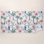 Tropische dieren naadloze patroonara's en aap strandlaken (Voorkant)