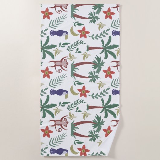 Tropische dieren naadloze patroonara's en aap strandlaken (Voorkant)