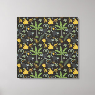 Tropische dieren naadloze patroonpalmboom canvas afdruk