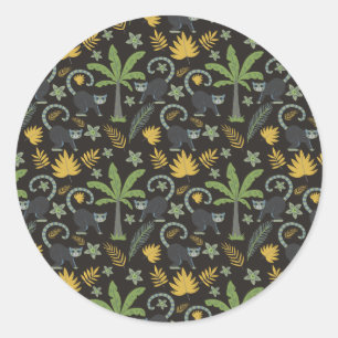 Tropische dieren naadloze patroonpalmboom ronde sticker