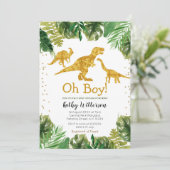 Tropische Dino oh baby baby shower uitnodiging (Staand voorkant)
