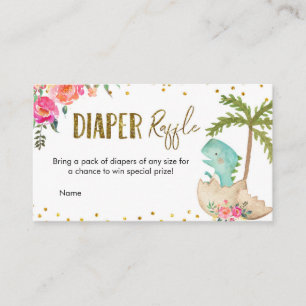 Tropische Dinosaur Diaper Raffle Enclosure Card Informatiekaartje