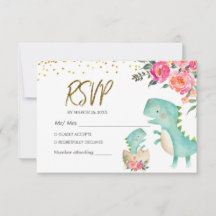 Tropische Dinosaur RSVP-kaart