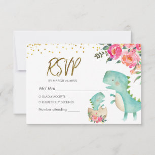 Tropische Dinosaur RSVP-kaart Bedankkaart