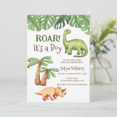 Tropische dinosaurus-Baby shower Kaart (Staand voorkant)