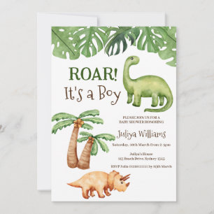 Tropische dinosaurus-Baby shower Kaart