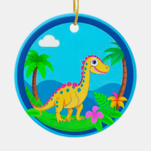 🦖 Tropische Dinosaurus Kinderen Kerstcadeau Pret Keramisch Ornament