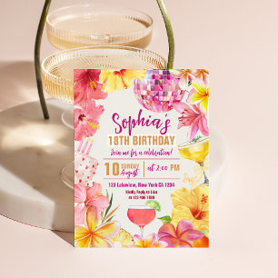 Tropische Disco Bloemige Hibiscus Verjaardagsuitno Kaart