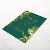 Tropische Disco Trouw Uitnodiging Goud Teal Groen  (Gedraaid)