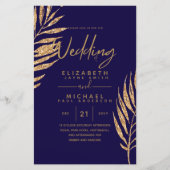 Tropische Disco Wedding Invitation Gold Leaves (Voorkant)