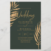 Tropische Disco Wedding Invitation Gold Leaves (Voorkant)