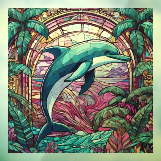 Tropische dolfijn Glas in lood kunst Raamsticker (Vel 3)