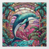 Tropische dolfijn Glas in lood kunst Raamsticker (Vel)