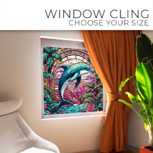 Tropische dolfijn Glas in lood kunst Raamsticker