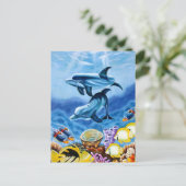 Tropische dolfijnen briefkaart (Staand voorkant)