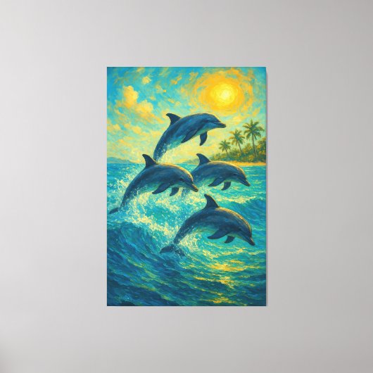Tropische Dolfijnen – Oceaan Canvasprint Canvas Afdruk (Voorkant)