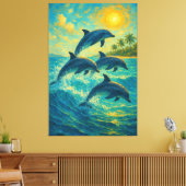 Tropische Dolfijnen – Oceaan Canvasprint Canvas Afdruk (Insitu (Woonkamer))