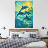 Tropische Dolfijnen – Oceaan Canvasprint Canvas Afdruk (Insitu (Slaapkamer))