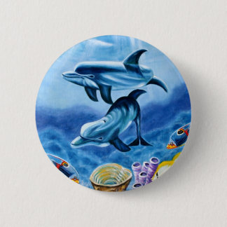 Tropische dolfijnen ronde button 5,7 cm
