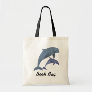Tropische dolfijnen springen boekentas tote bag