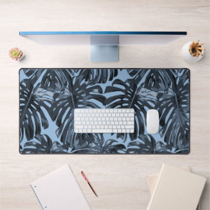 Tropische donkerblauwe Monstera-junglebladeren  Bureaumat