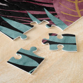 Tropische donkere bladeren: textiel patroon ontwer legpuzzel (Zijkant)