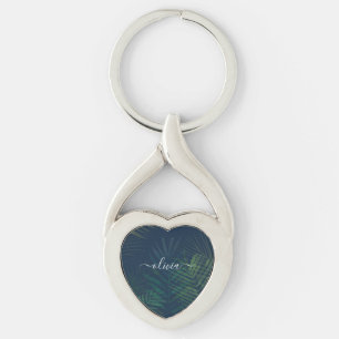 Tropische donkergroene palmbladeren Sleutelhanger 