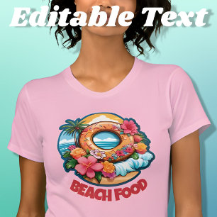 Tropische Donut Beach Eten Bewerkbaar T-shirt