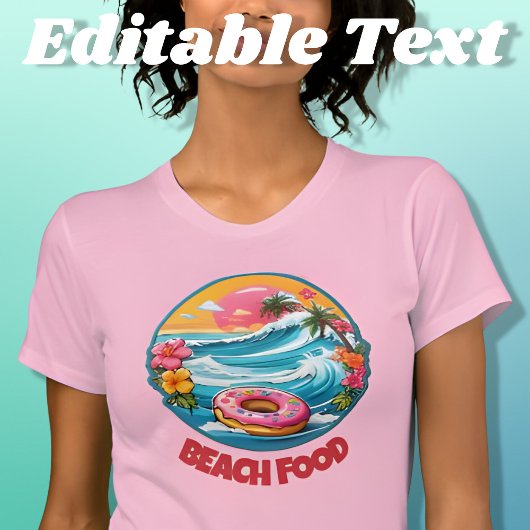 Tropische Donut Beach Eten Bewerkbaar T-shirt