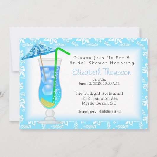 Tropische Drank Bruidsfeest Uitnodiging (Voorkant)